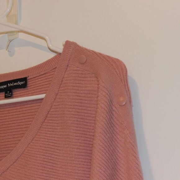 Catherine Malandrino D Colman Sleeves RibbePink V Neck sweater women size medium - Picture 6 of 10